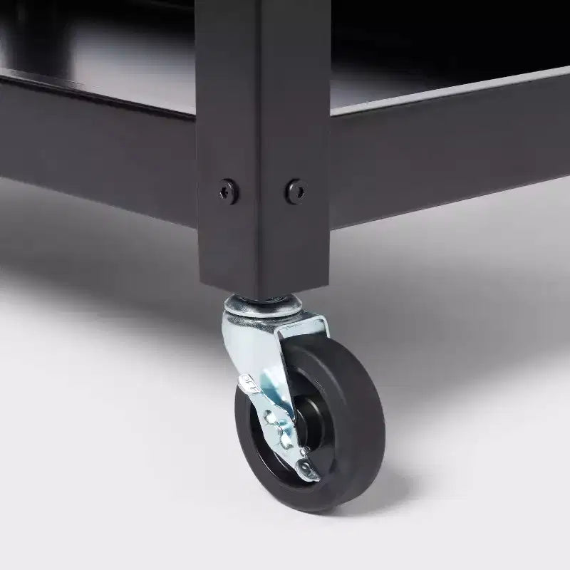 Carrello di Servizio a 3 Ripiani in Metallo con 2 Ripiani e 1 Cassetto, 88 cm L x 86 cm H, 20 kg per Ripiano