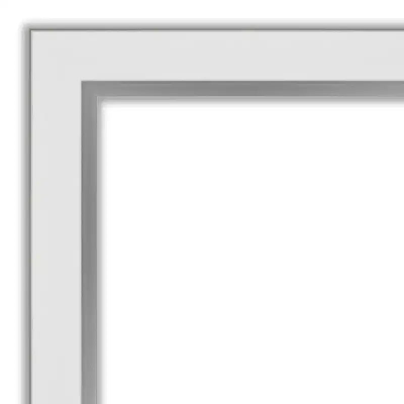 Specchio da parete rettangolare Bianco Argento Cornice stretta Non bisellata, 21"L x 27"A, Assemblato negli USA