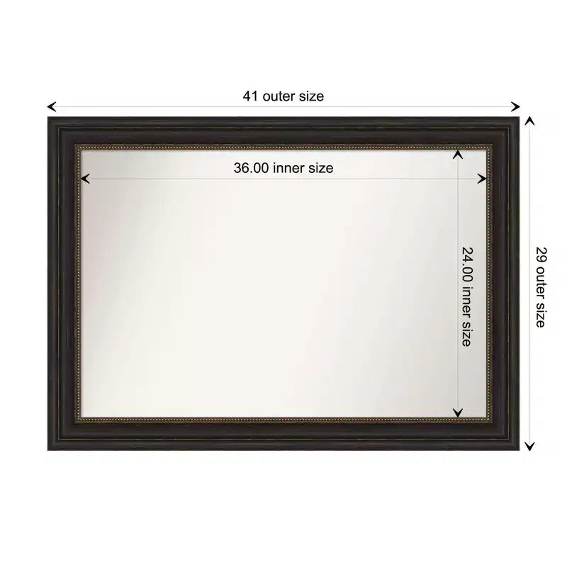 Specchio da parete rettangolare con cornice in bronzo, non bisellato, 41"L x 29"H, assemblato negli USA
