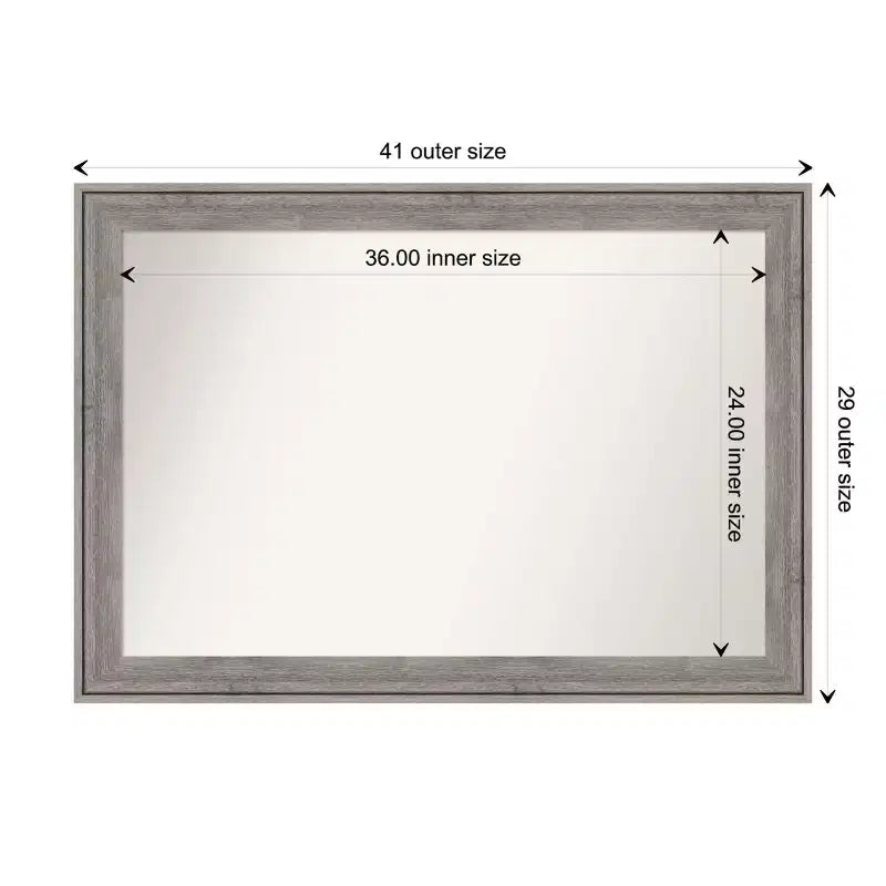 Specchio da Parete per Bagno, Cornice in Legno Grigio Barnwood Non Smussato, 40,5"L x 28,5"A, Assemblato negli USA