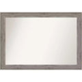 41" x 29" Non-Beveled Regis Barnwood Gray Wood Bathroom Wall Mirror - Amanti Art: Modern Rectangle, Includes Mount Hardware