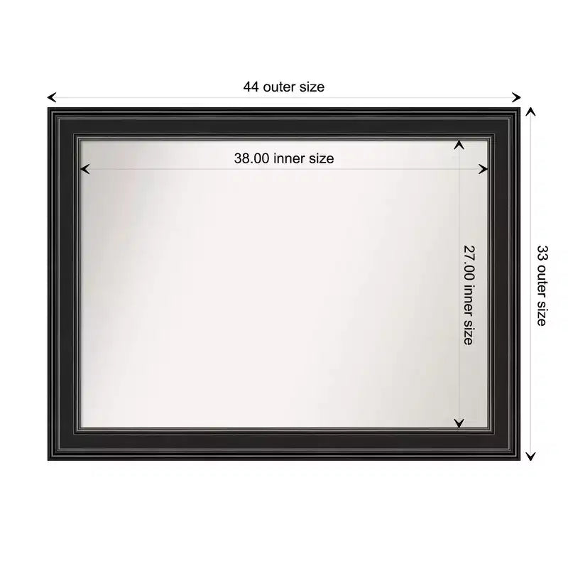Specchio da parete rettangolare con cornice nera senza smussatura, 43,5"L x 32,5"A, orizzontale o verticale