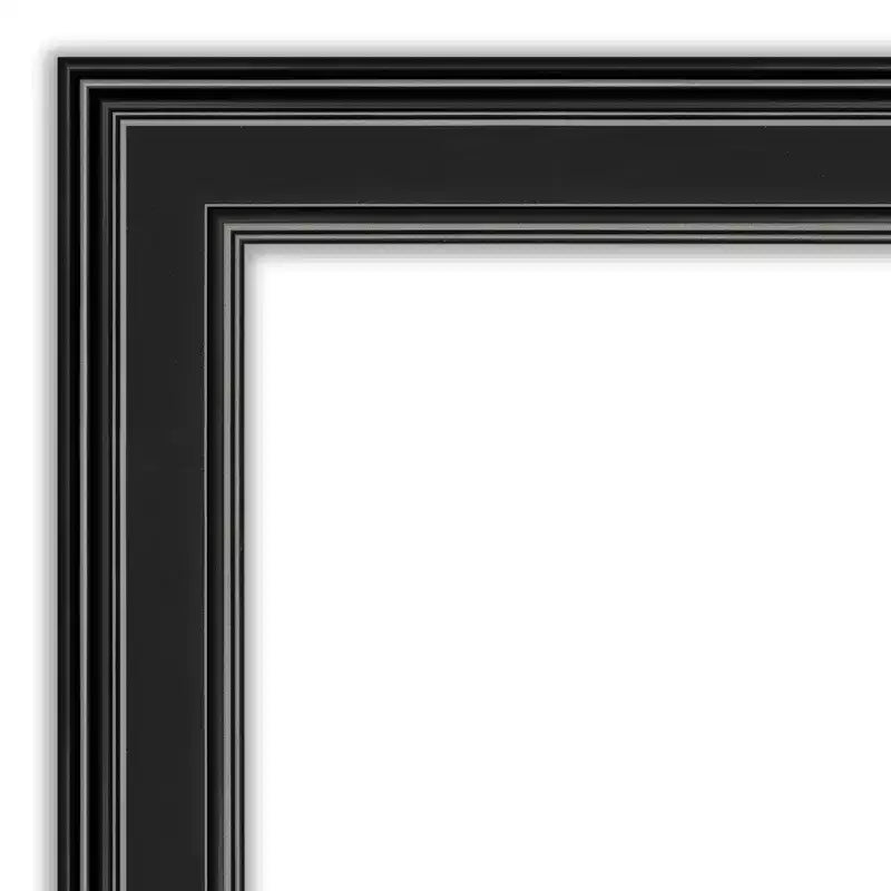Specchio da parete rettangolare con cornice nera senza smussatura, 43,5"L x 32,5"A, orizzontale o verticale