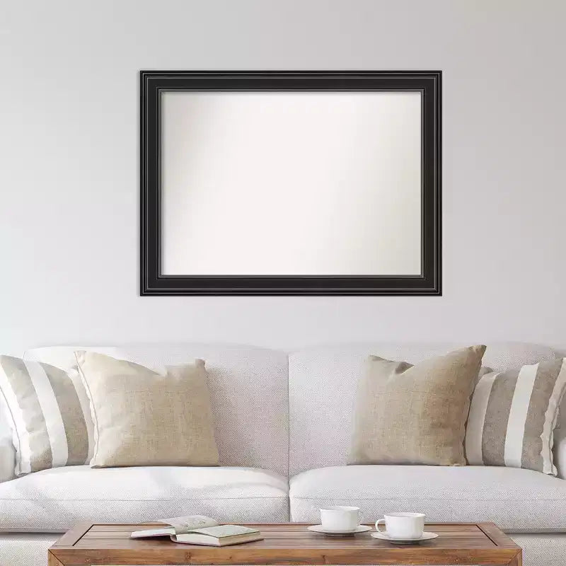 Specchio da parete rettangolare con cornice nera senza smussatura, 43,5"L x 32,5"A, orizzontale o verticale