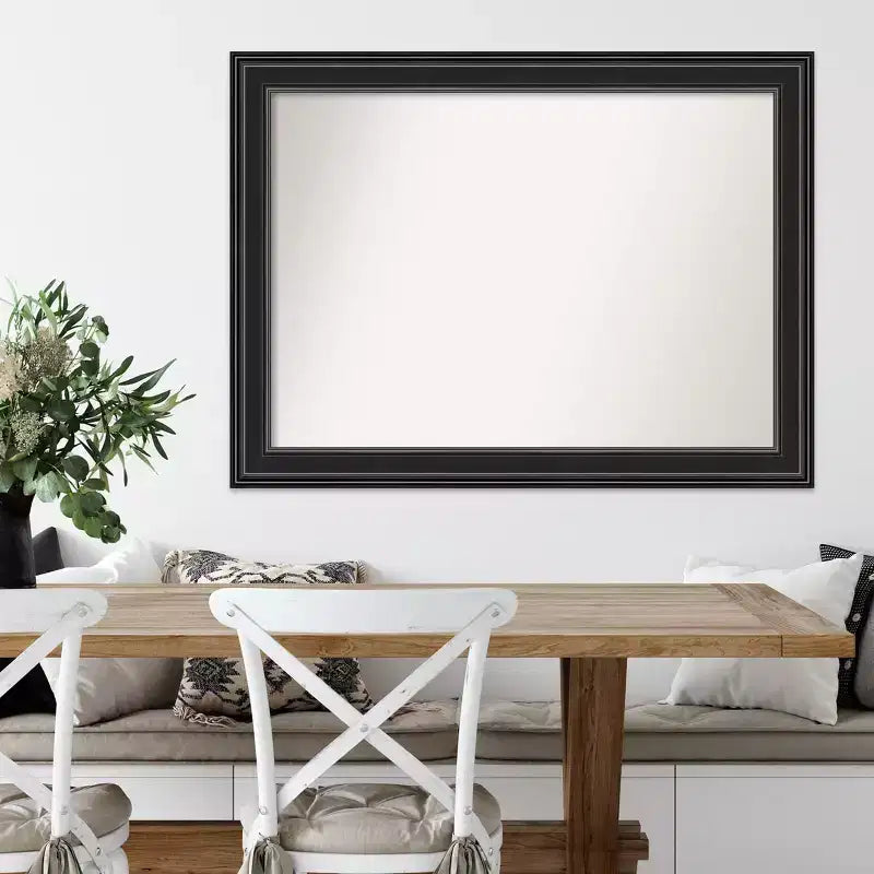 Specchio da parete rettangolare con cornice nera senza smussatura, 43,5"L x 32,5"A, orizzontale o verticale