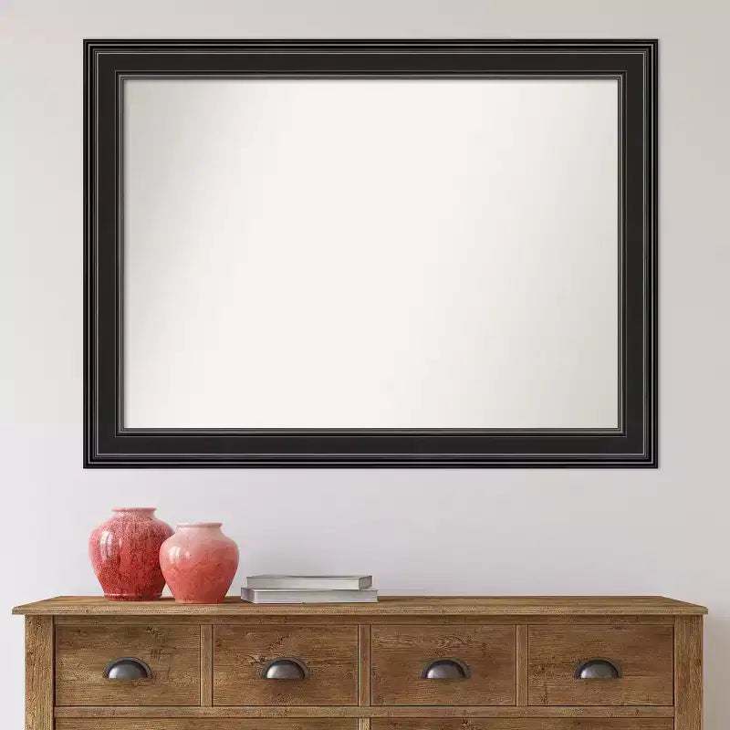 Specchio da parete rettangolare con cornice nera senza smussatura, 43,5"L x 32,5"A, orizzontale o verticale