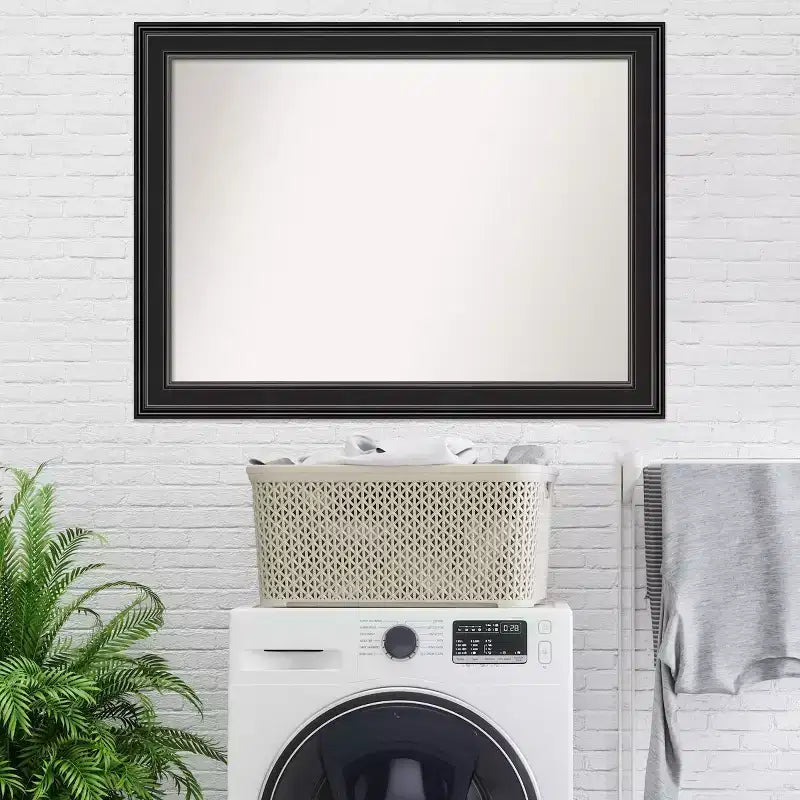 Specchio da parete rettangolare con cornice nera senza smussatura, 43,5"L x 32,5"A, orizzontale o verticale