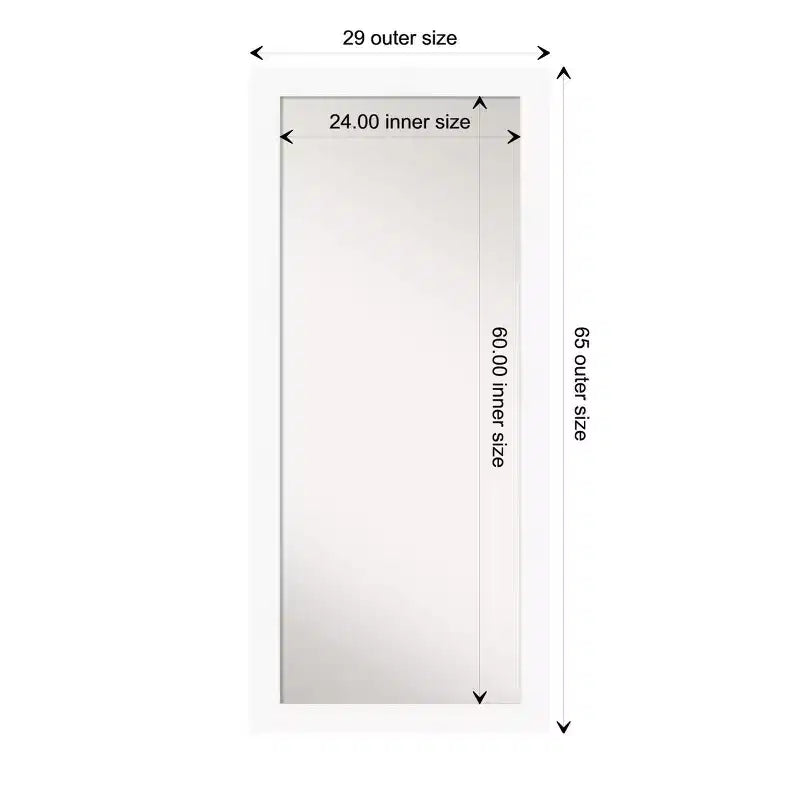 Specchio a figura intera da appoggio a parete o a pavimento, cornice bianca non smussata, 75 cm L x 166 cm H