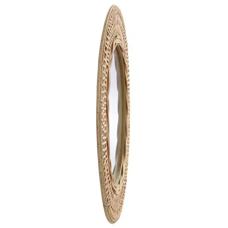 Specchio da parete rotondo in bambù naturale Bamboo Breeze, 60 cm, decorazione bohémien boho
