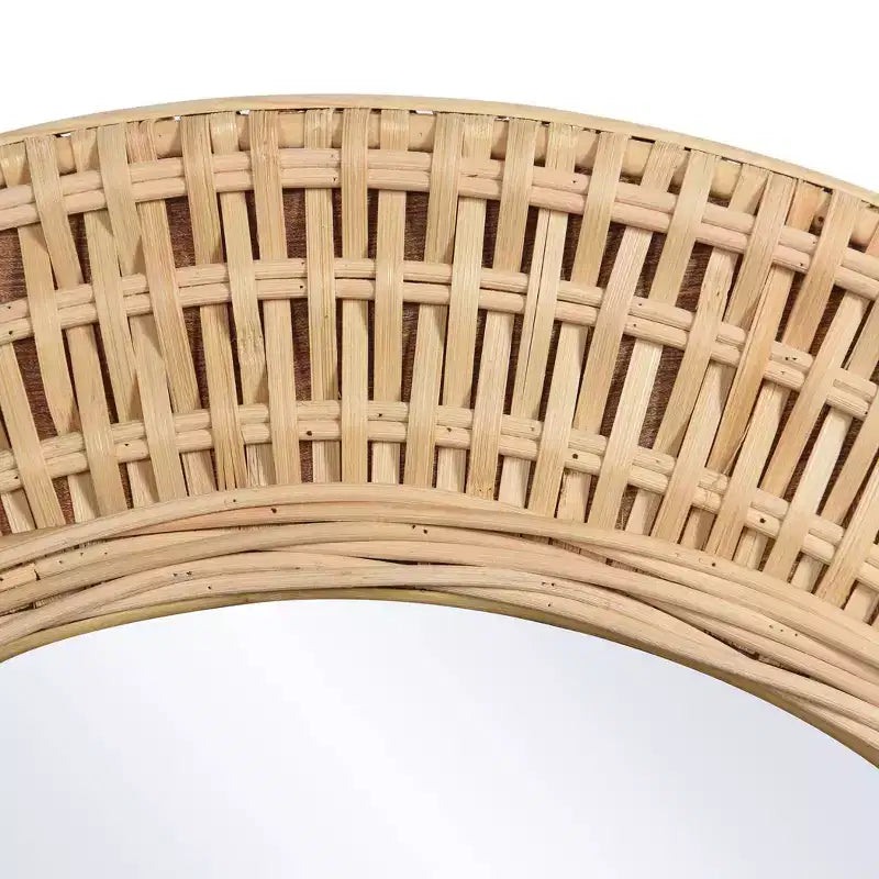 Specchio da parete rotondo in bambù naturale Bamboo Breeze, 60 cm, decorazione bohémien boho