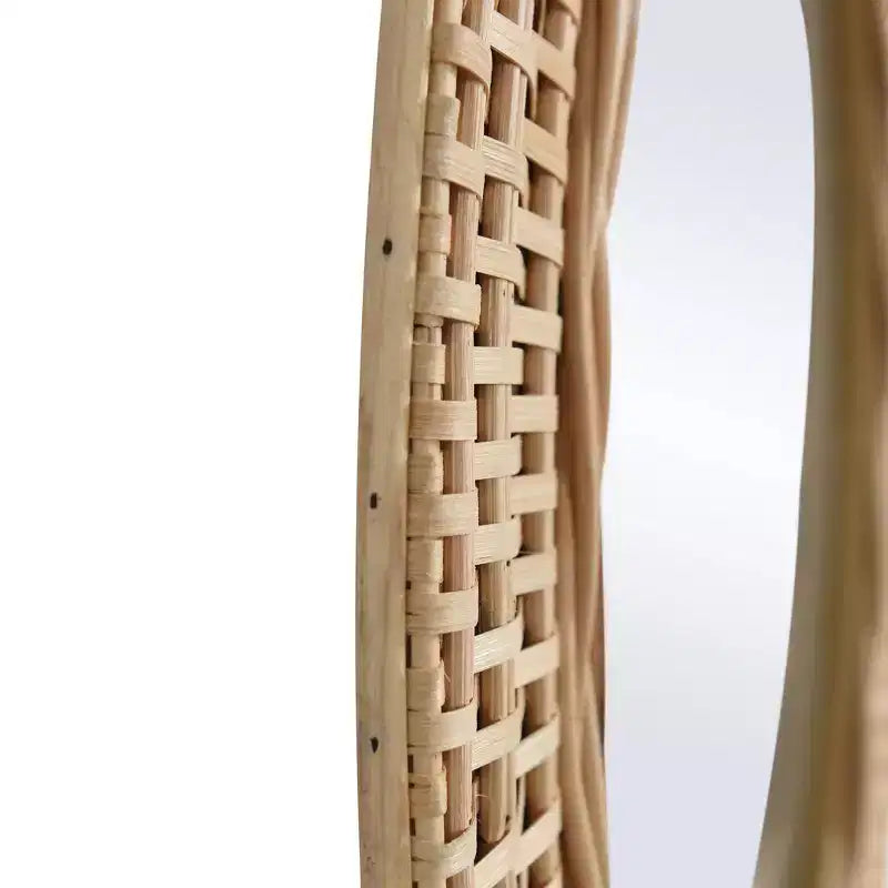 Specchio da parete rotondo in bambù naturale Bamboo Breeze, 60 cm, decorazione bohémien boho
