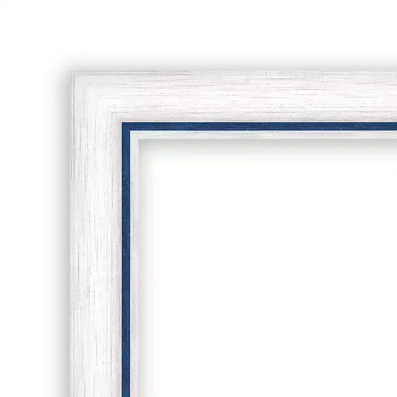 Specchio da parete per bagno, con cornice in legno non smussata, 40" x 29", bianco/blu, con accessori di montaggio