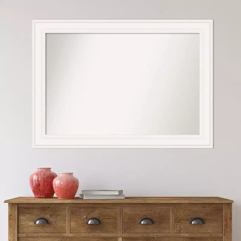 Specchio da parete per bagno bianco 42x30, rettangolare, moderno, con hardware di montaggio, senza smussatura