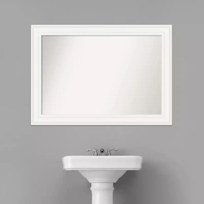 Specchio da parete per bagno bianco 42x30, rettangolare, moderno, con hardware di montaggio, senza smussatura