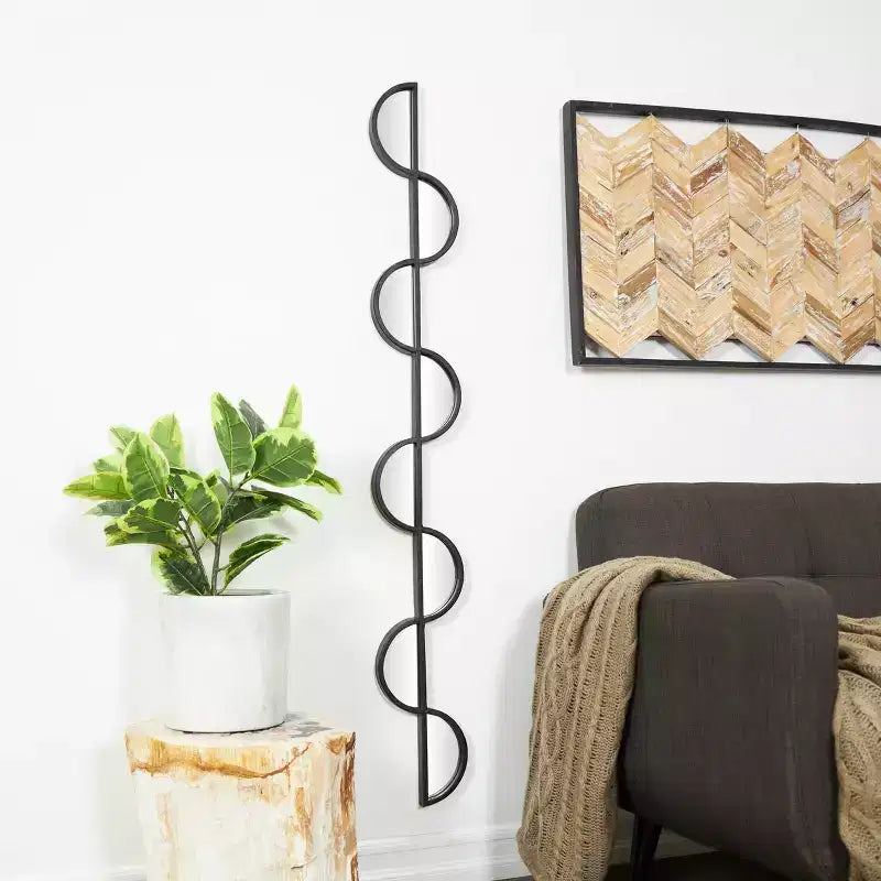 Specchio da parete a onde sottili in legno da 150 x 18 cm, a 8 strati, decorazione moderna per vanità