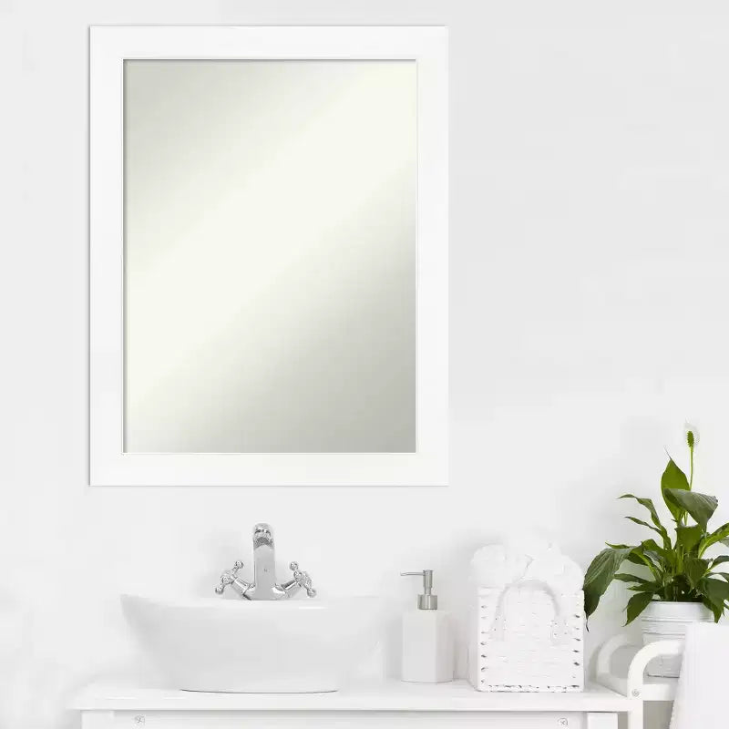 Specchio da parete per bagno stretto, non smussato, 21x27, cornice in polistirolo, montaggio a parete