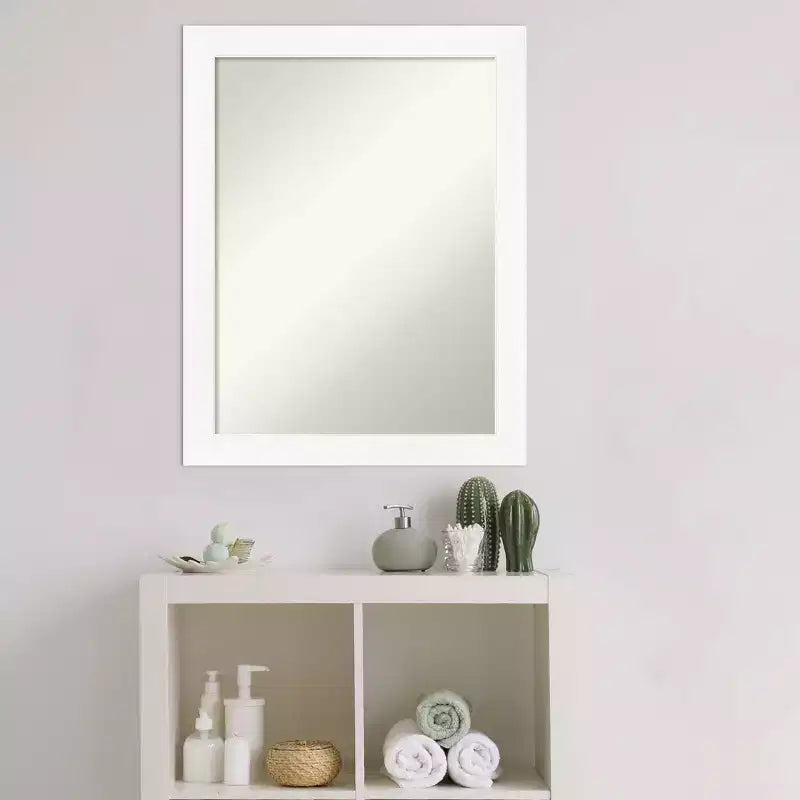 Specchio da parete per bagno stretto, non smussato, 21x27, cornice in polistirolo, montaggio a parete