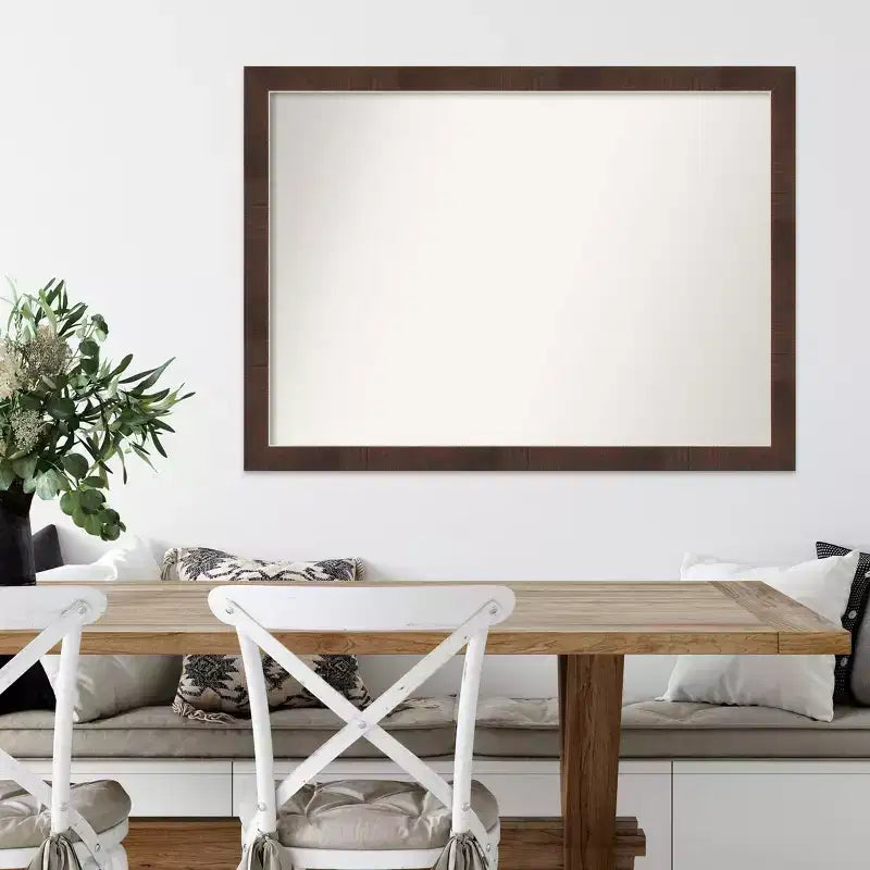 Specchio da parete rettangolare Wildwood Brown con cornice stretta non smussata, 41,25"L x 30,25"A