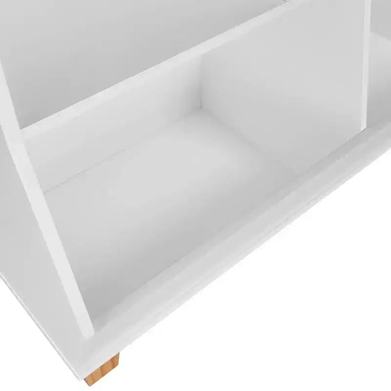 Organizzatore di giocattoli CatchAll per bambini da 89 cm con contenitori e libreria, in MDF bianco, 3+ anni