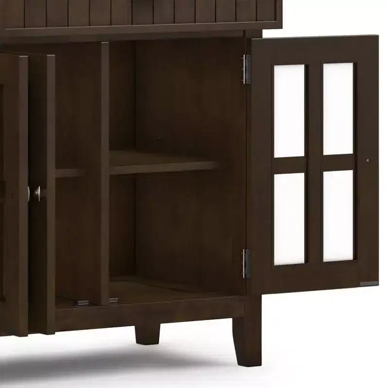 Madia Grande a 4 Ante e 2 Cassetti, in Legno Massello Marrone Brunette, 152 cm L x 91 cm A x 43 cm P