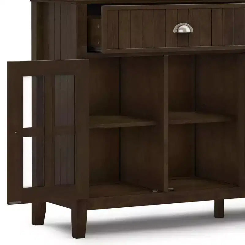 Madia Grande a 4 Ante e 2 Cassetti, in Legno Massello Marrone Brunette, 152 cm L x 91 cm A x 43 cm P