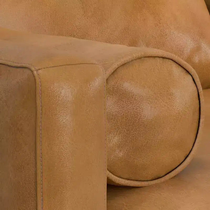 Divano sezionale sinistro in vera pelle color Siena, stile metà secolo, 4 posti, 259 L x 169 P x 86 A cm