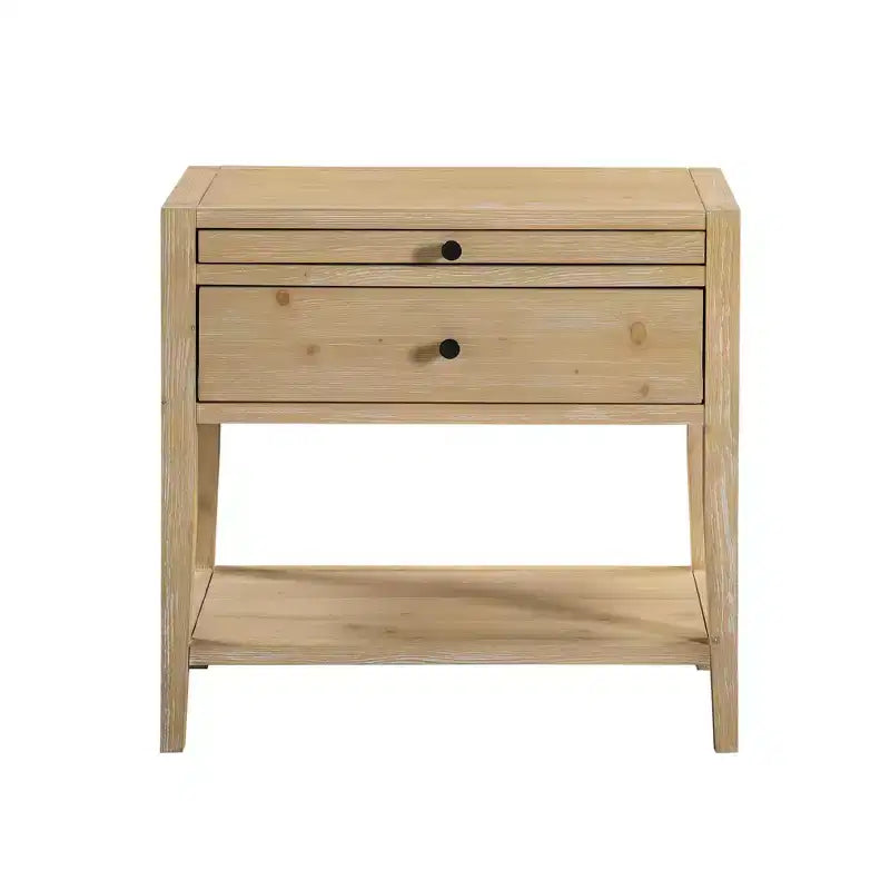 Comodino a 1 cassetto con vassoio estraibile e ripiano aperto, finitura naturale, 25"L x 16"P x 24"A