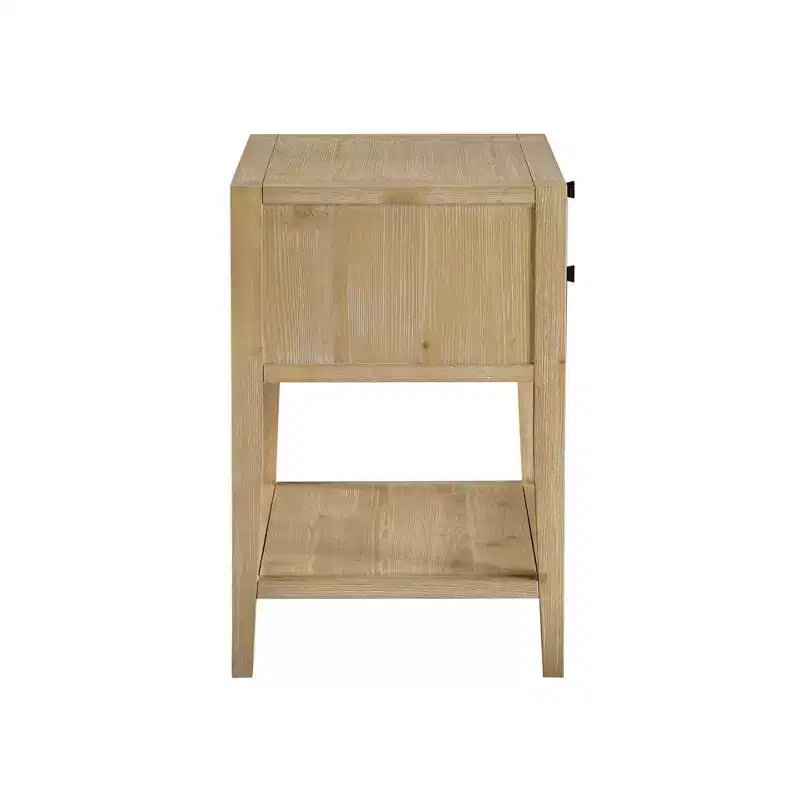 Comodino a 1 cassetto con vassoio estraibile e ripiano aperto, finitura naturale, 25"L x 16"P x 24"A