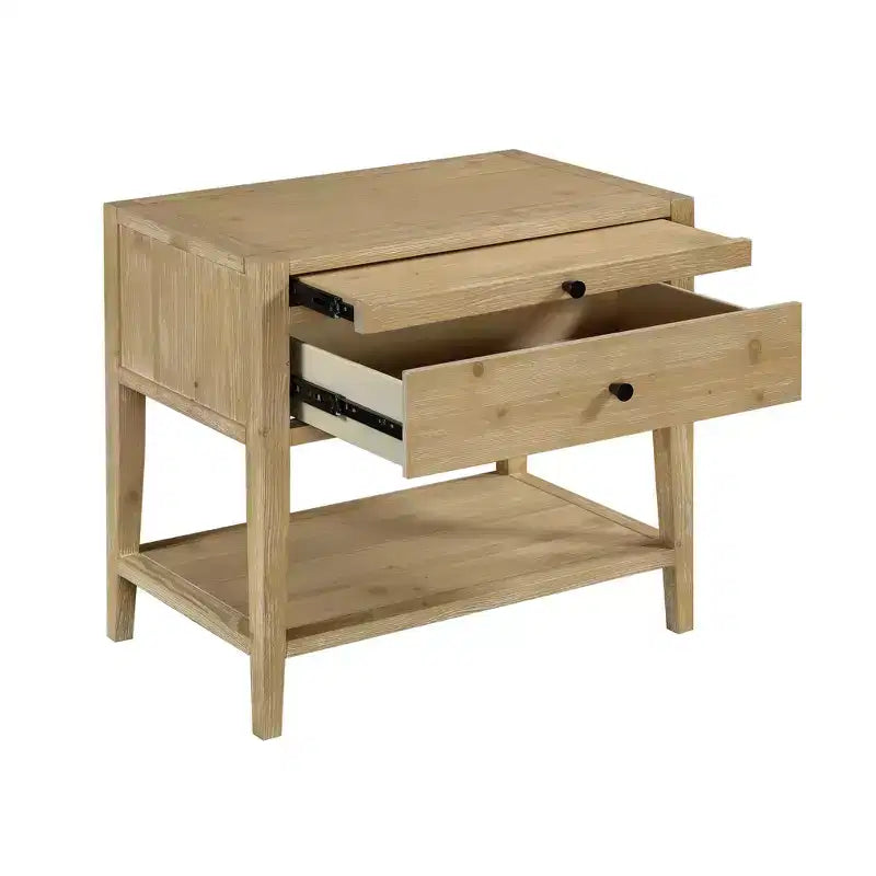 Comodino a 1 cassetto con vassoio estraibile e ripiano aperto, finitura naturale, 25"L x 16"P x 24"A