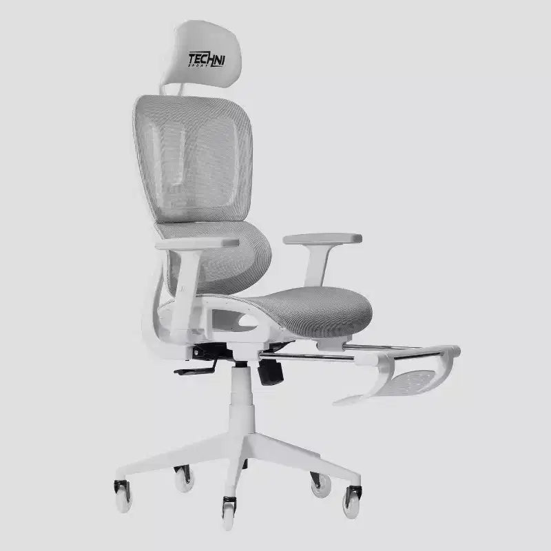 Sedia Gaming in Rete con Poggiapiedi, Inclinazione Sincronizzata, Braccioli Regolabili e Supporto Lombare, 125 kg