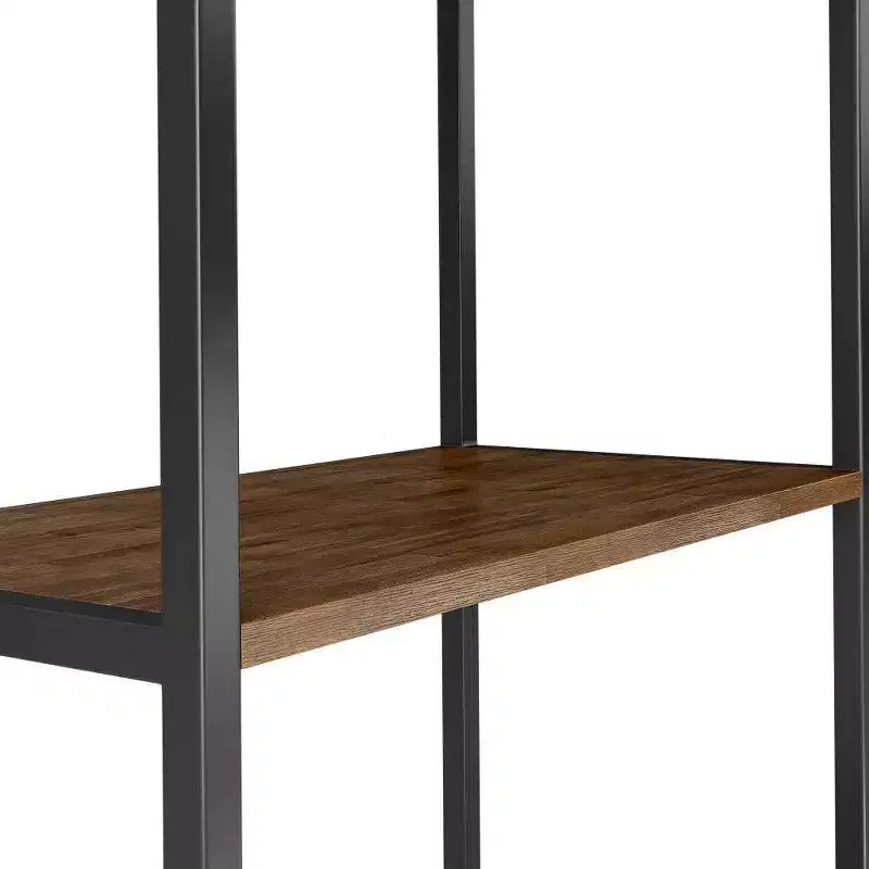 Libreria Brinkley da 72" Marrone Naturale Invecchiato Rustico, Struttura in Acacia e Ferro, 4 Ripiani Aperti