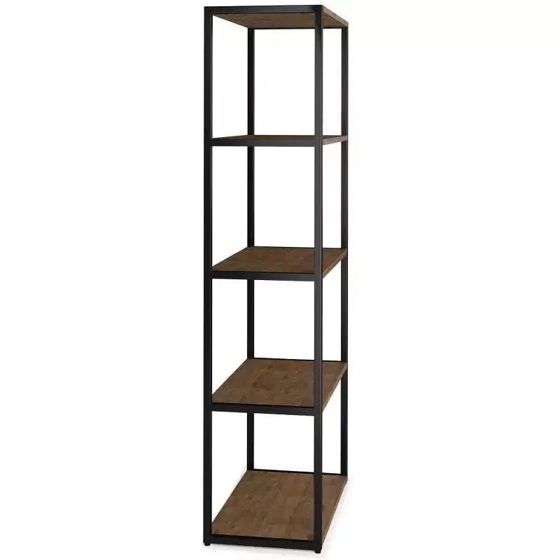 Libreria Brinkley da 72" Marrone Naturale Invecchiato Rustico, Struttura in Acacia e Ferro, 4 Ripiani Aperti