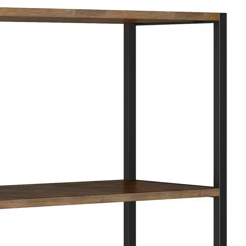 Libreria Brinkley da 72" Marrone Naturale Invecchiato Rustico, Struttura in Acacia e Ferro, 4 Ripiani Aperti
