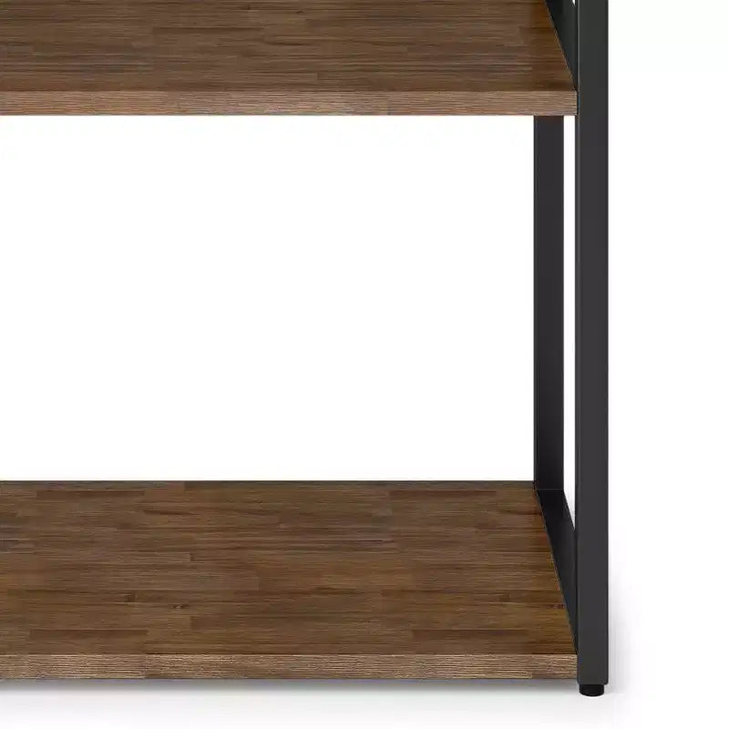 Libreria Brinkley da 72" Marrone Naturale Invecchiato Rustico, Struttura in Acacia e Ferro, 4 Ripiani Aperti