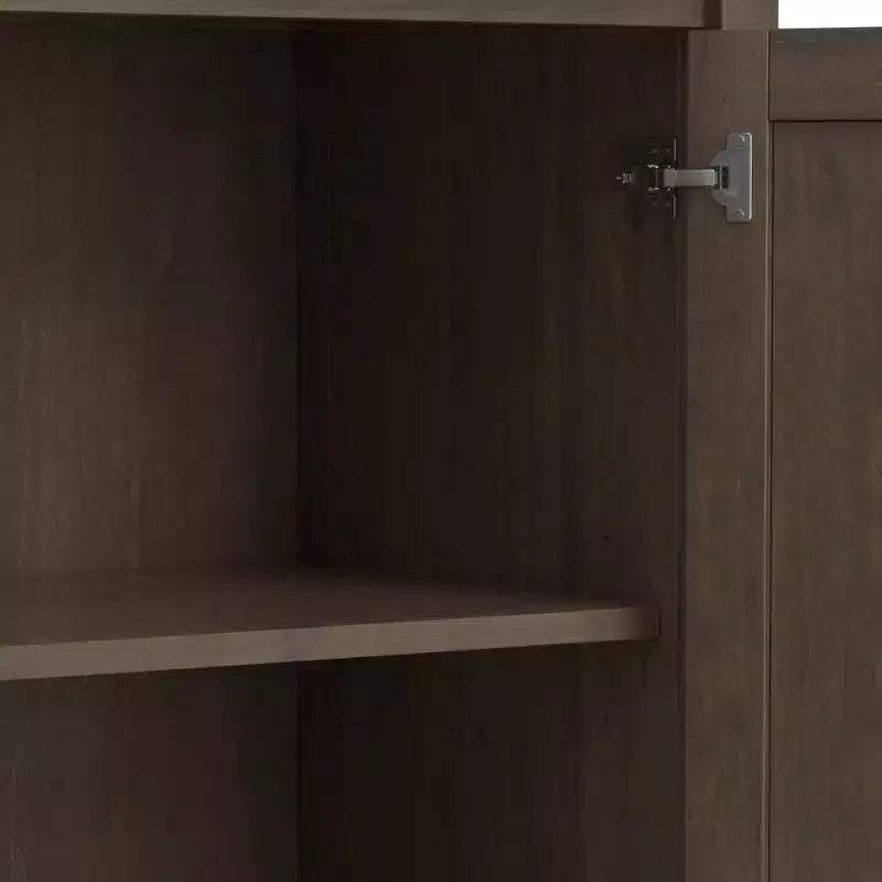 Armadio Contenitore Ampio a 3 Ante con Ripiani Regolabili in Legno Massello Marrone Fumé, 152 cm L x 86 cm H x 46 cm P