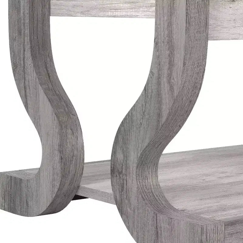 Tavolino con 1 Cassetto e Ripiano Aperto, Bianco Costiero, Base a Piedistallo, 22.99"L x 21.54"H