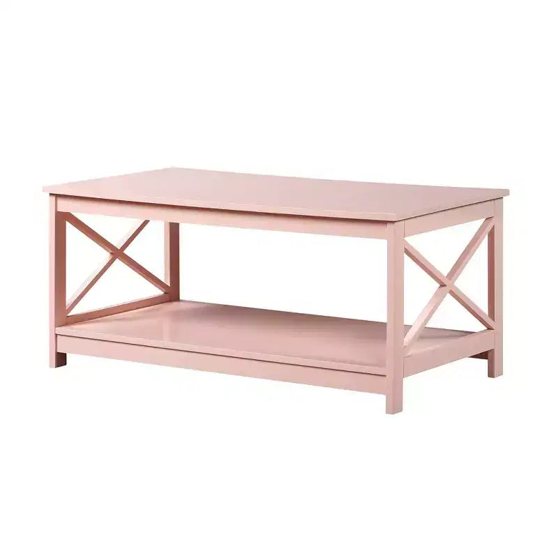 Breighton Home Oxford Coffee Table with Shelf in Blush Pink
