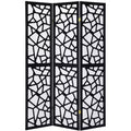 Divisorio a 4 pannelli con mosaico in legno, 180 cm di altezza, struttura in pino con inserto in carta di riso, completamente assemblato