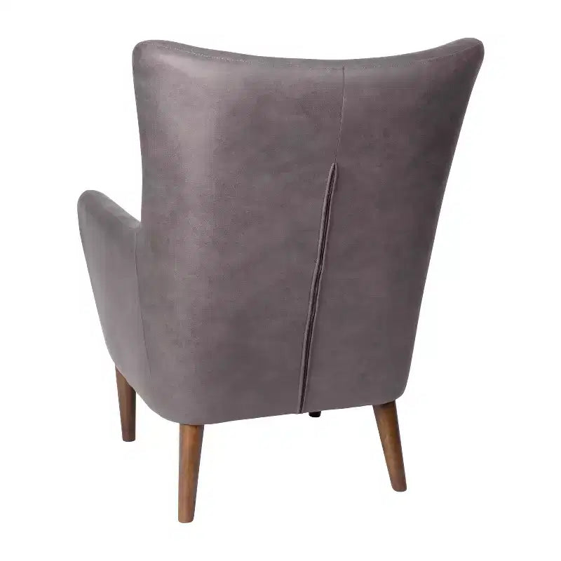 Poltrona classica Wingback, rivestimento in similpelle, struttura e gambe in legno, portata 136 kg