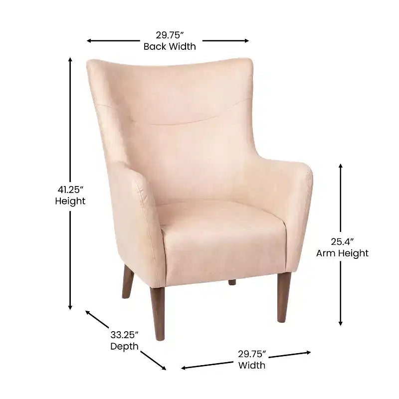 Poltrona classica Wingback, rivestimento in similpelle, struttura e gambe in legno, portata 136 kg