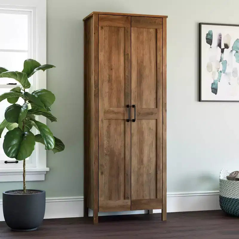 Armadio alto a 2 ante, in MDF con finitura laminata, 183 cm H x 68,5 cm L, ripiani regolabili