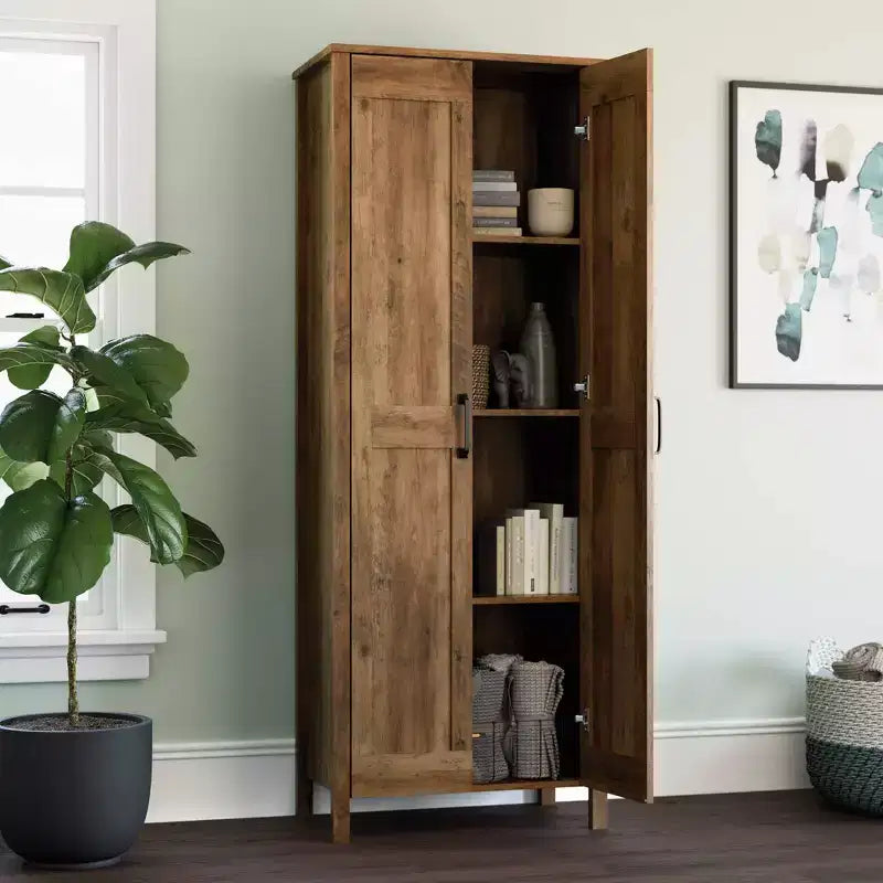 Armadio alto a 2 ante, in MDF con finitura laminata, 183 cm H x 68,5 cm L, ripiani regolabili