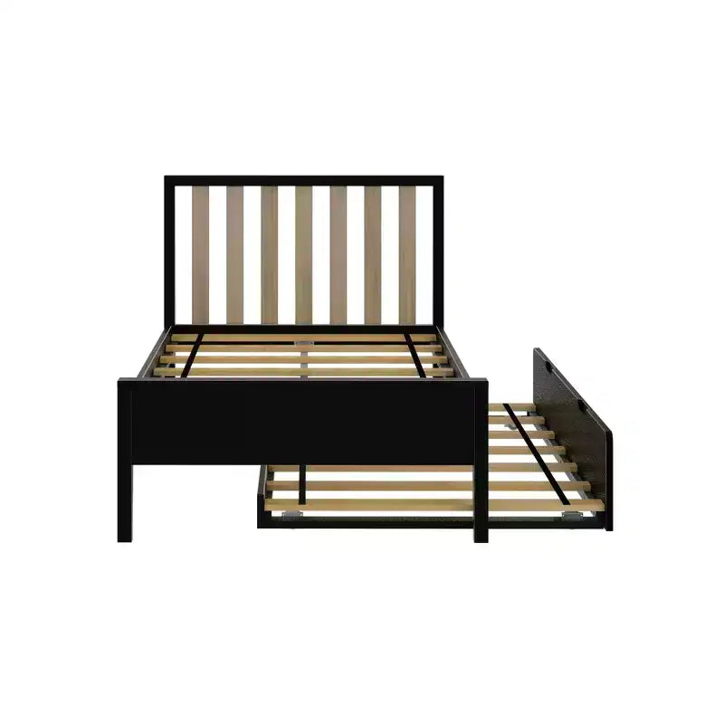 Letto singolo scandinavo con letto estraibile singolo, in legno massello di pino, struttura letto per bambini