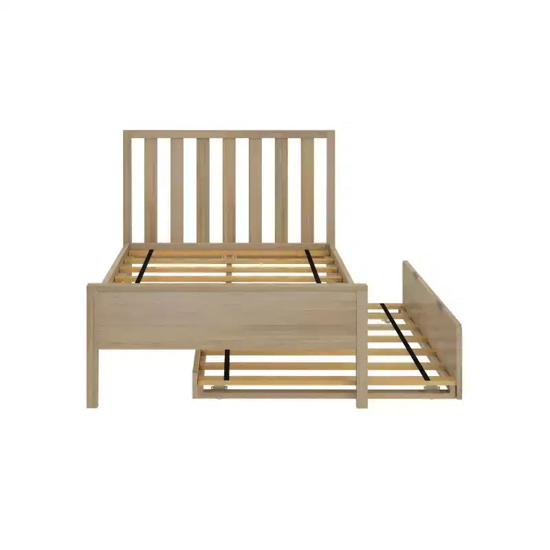 Letto singolo scandinavo con letto estraibile singolo, in legno massello di pino, struttura letto per bambini