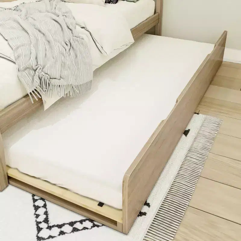 Letto singolo scandinavo con letto estraibile singolo, in legno massello di pino, struttura letto per bambini