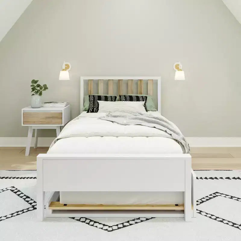 Letto singolo scandinavo con letto estraibile singolo, in legno massello di pino, struttura letto per bambini
