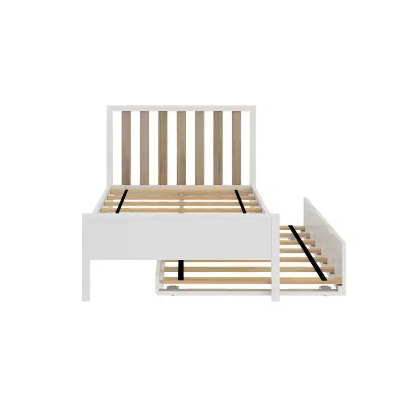 Letto singolo scandinavo con letto estraibile singolo, in legno massello di pino, struttura letto per bambini