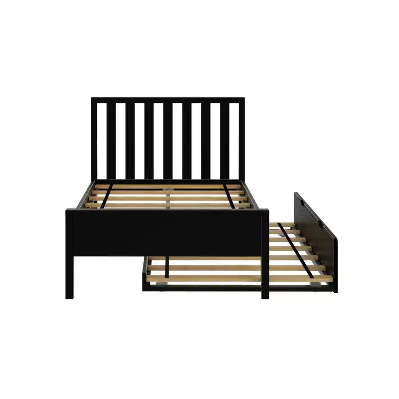 Letto singolo scandinavo con letto estraibile singolo, in legno massello di pino, struttura letto per bambini