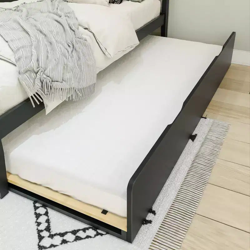 Letto singolo scandinavo con letto estraibile singolo, in legno massello di pino, struttura letto per bambini