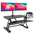 Mount-It! Electric Stand Up Desk Converter with Dual Monitor Arm, Motorized Desktop Standing Desk Riser with Monitor Mount for 2 Screens max 32